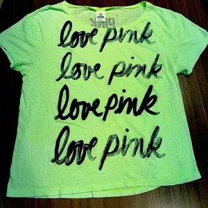 Women Tshirt size L Victoria Secret Pink Brand slightly used Lime Green shirt
